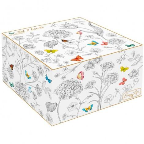 Easy Life Fleurs & Papillons 2'li Porselen Kase Seti Ø 12cm / 250ml