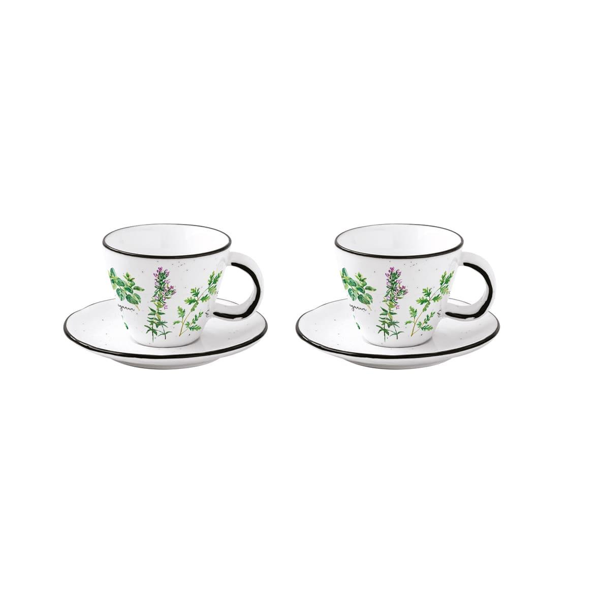 Easy Life Herbarium 2'li Porselen Kahve Fincan 120 ml ve Tabağı Seti