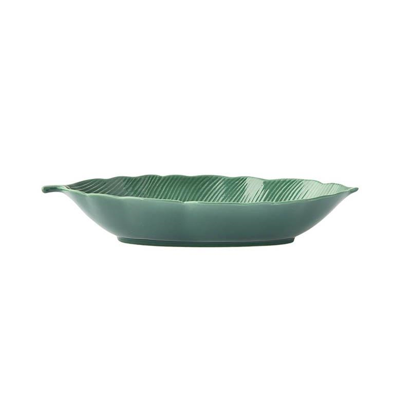 Easy Life Madagascar Porselen Kase 26cm x 11,5cm Tropikal Yaprak Şekli Yeşil