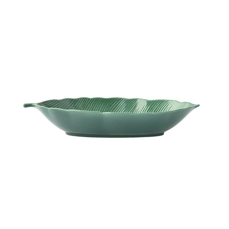Easy Life Madagascar Porselen Kase 26cm x 11,5cm Tropikal Yaprak Şekli Yeşil