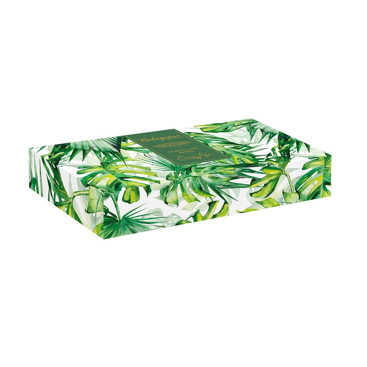 Easy Life Madagascar Porselen Kase 30cm x 13cm Tropikal Yaprak Şekli Beyaz