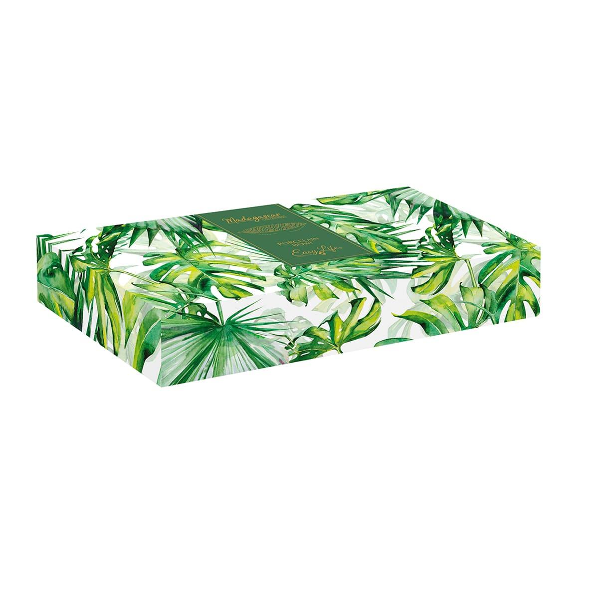 Easy Life Madagascar Porselen Kase 36cm x 16cm Tropikal Yaprak Şekli Yeşil
