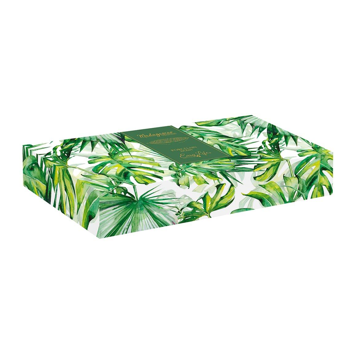 Easy Life Madagascar Porselen Kase 36cm x 16cm Tropikal Yaprak Şekli Beyaz