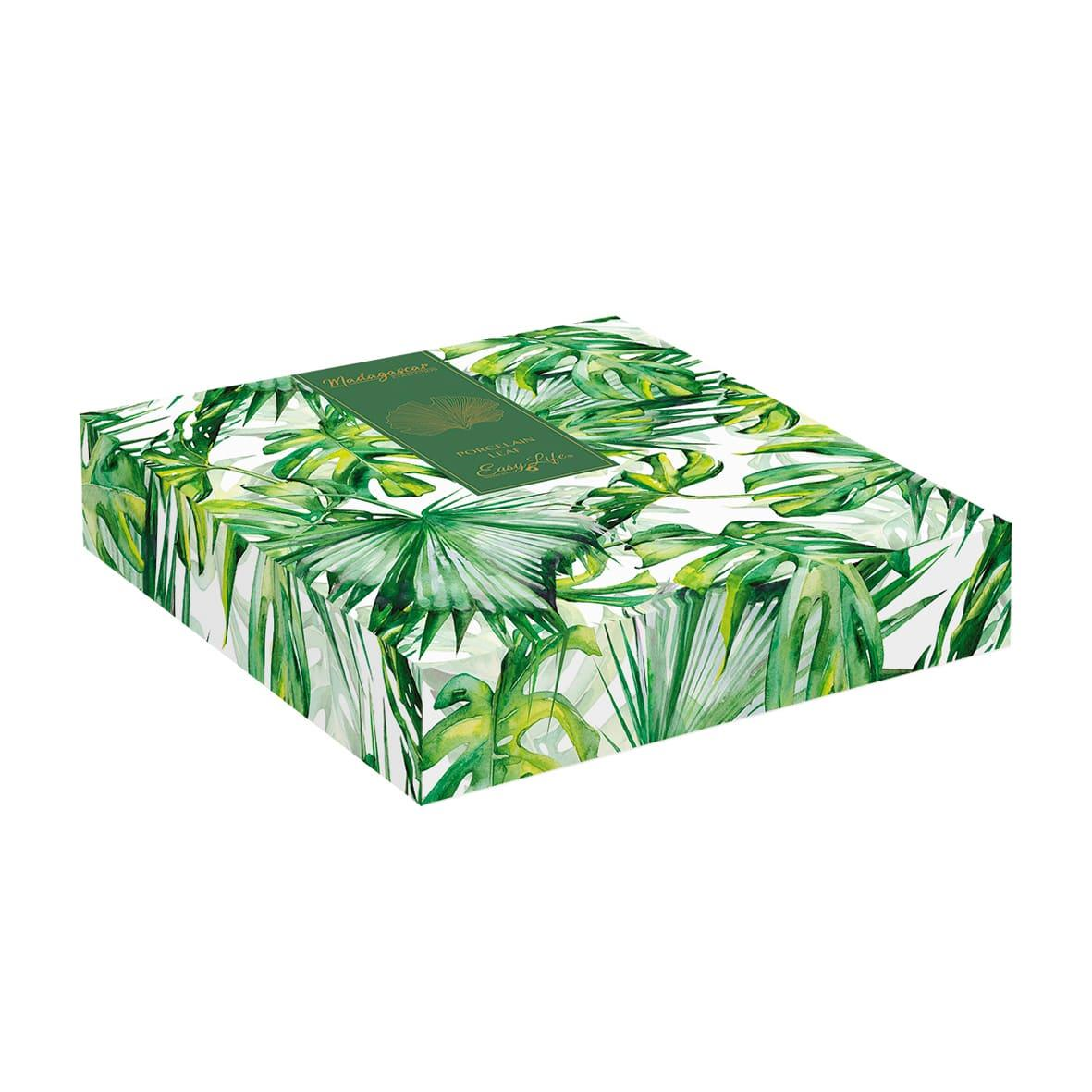 Easy Life Madagascar Porselen Servis Tabağı 35cm x 29cm Ginkgo Yaprağı Şekli Beyaz