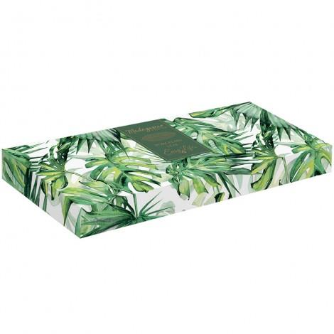 Easy Life Madagascar Porselen Servis Tabağı 39cm x 16cm Tropikal Yaprak Şekli Yeşil