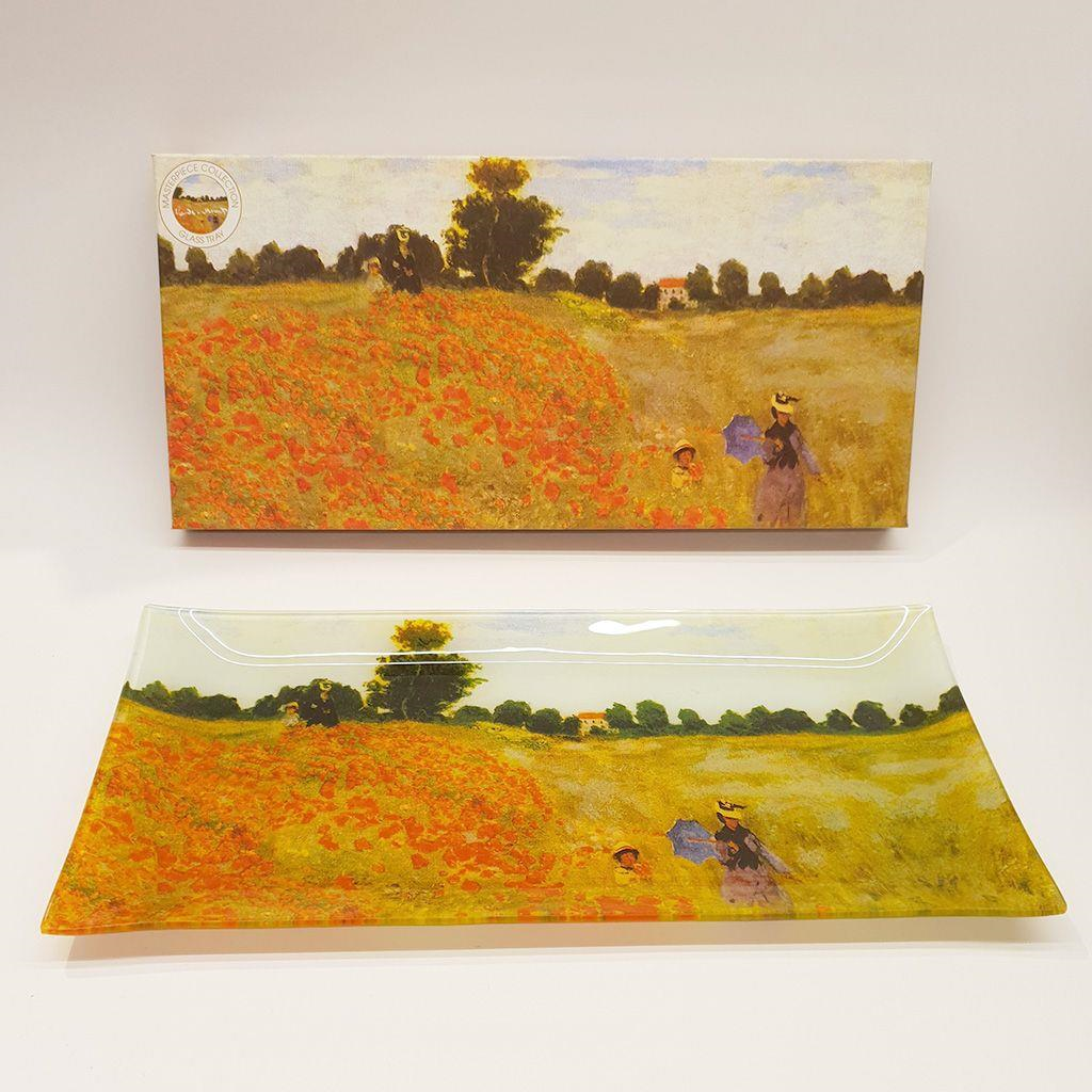 Easy Life MasterPiece Desenli Cam Tepsi 36x17 cm Coquelicots. la promenade (Poppies)