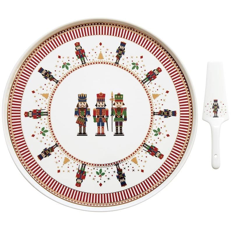 Easy Life Nutcracker Porselen Kek Servis Tabağı Ø 32 cm Dilimleyicili