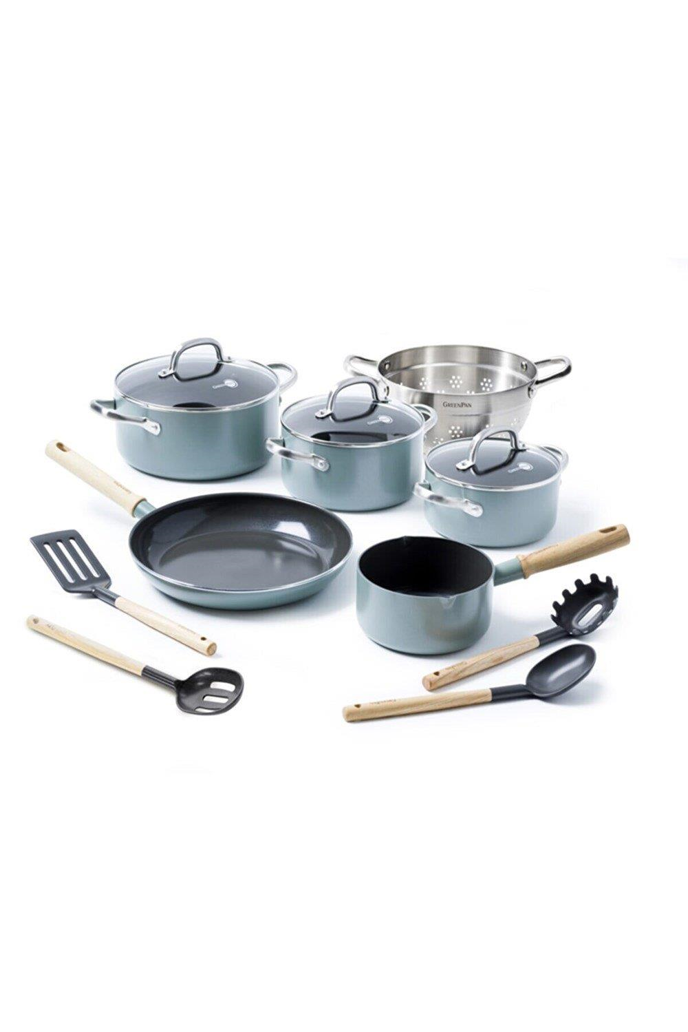 Greenpan Mayflower 13 Prç Tencere Set ''18+20+24Cm Derin Tenc+28 Tava+16Cm Sos Tava+Süzgeç+4 Adet Gadget'' - CC001596-001
