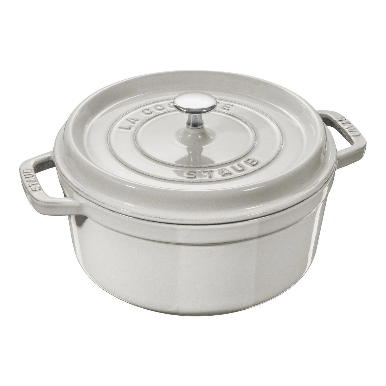 Staub 24cm 3,7Lt Trüf Beyazı Yuvarlak Döküm Tencere - 405014120
