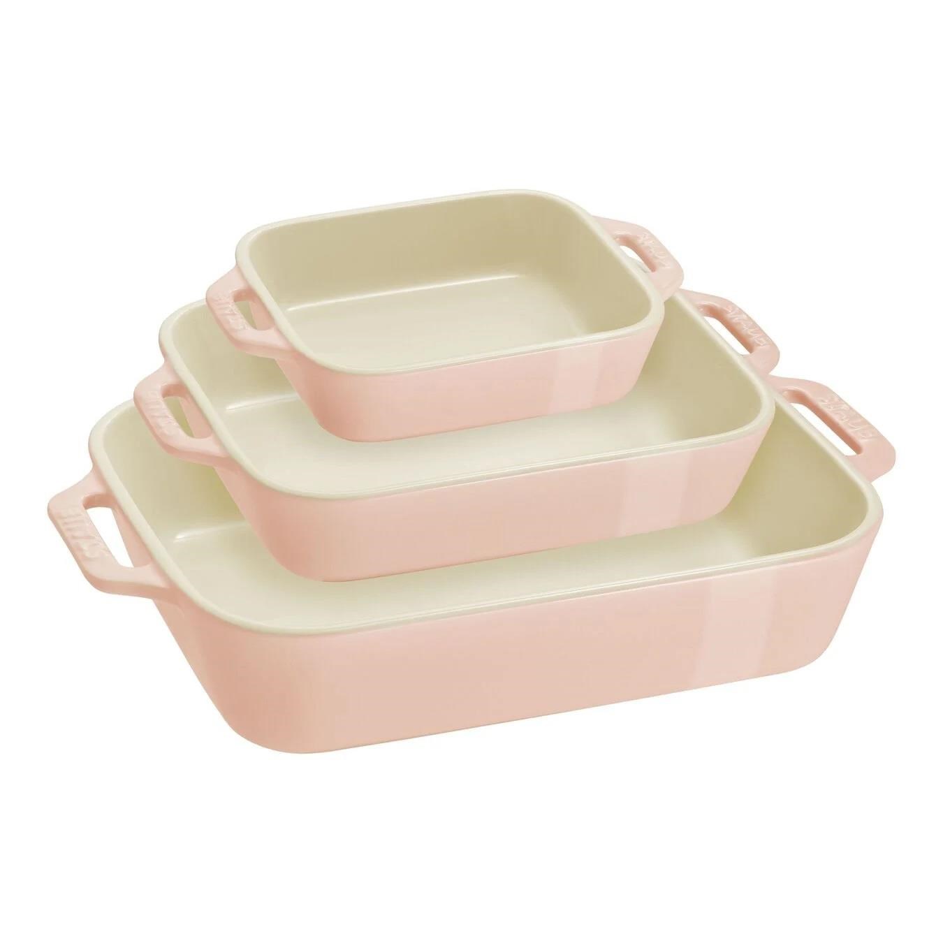 STAUB SERAMİK DİKDÖRTGEN FIRIN KABI SETİ 3 PRÇ PEMBE - 1025099