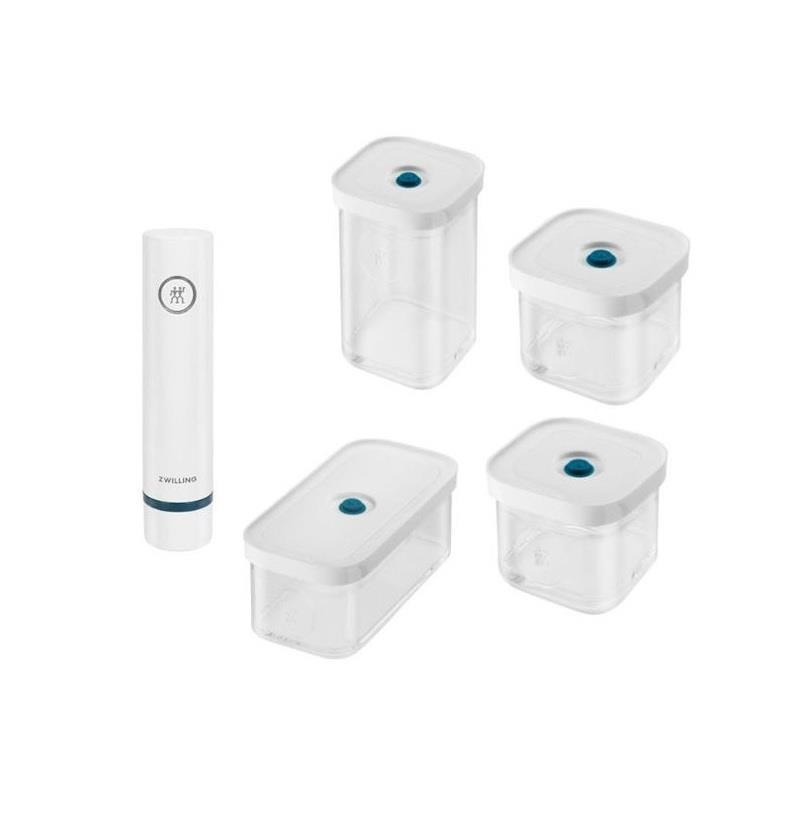 ZWILLING Fresh&Save CUBE Vakum Başlangıç Seti S/M 5-Parça Şeffaf-Akdeniz Mavisi