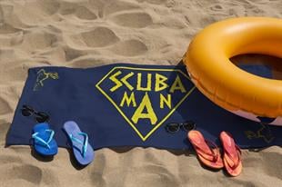 Scuba Man Siyah Plaj Havlusu