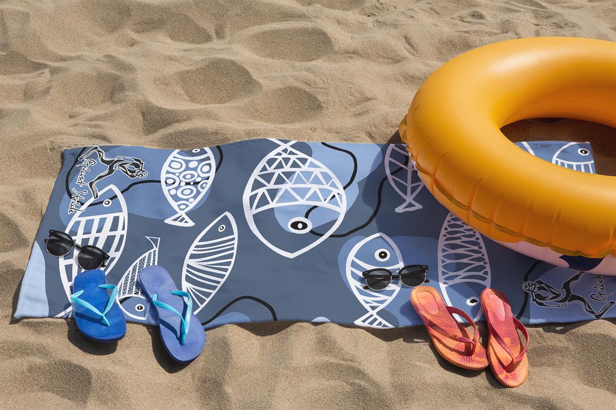 Fish Bone Beyaz Plaj Havlusu