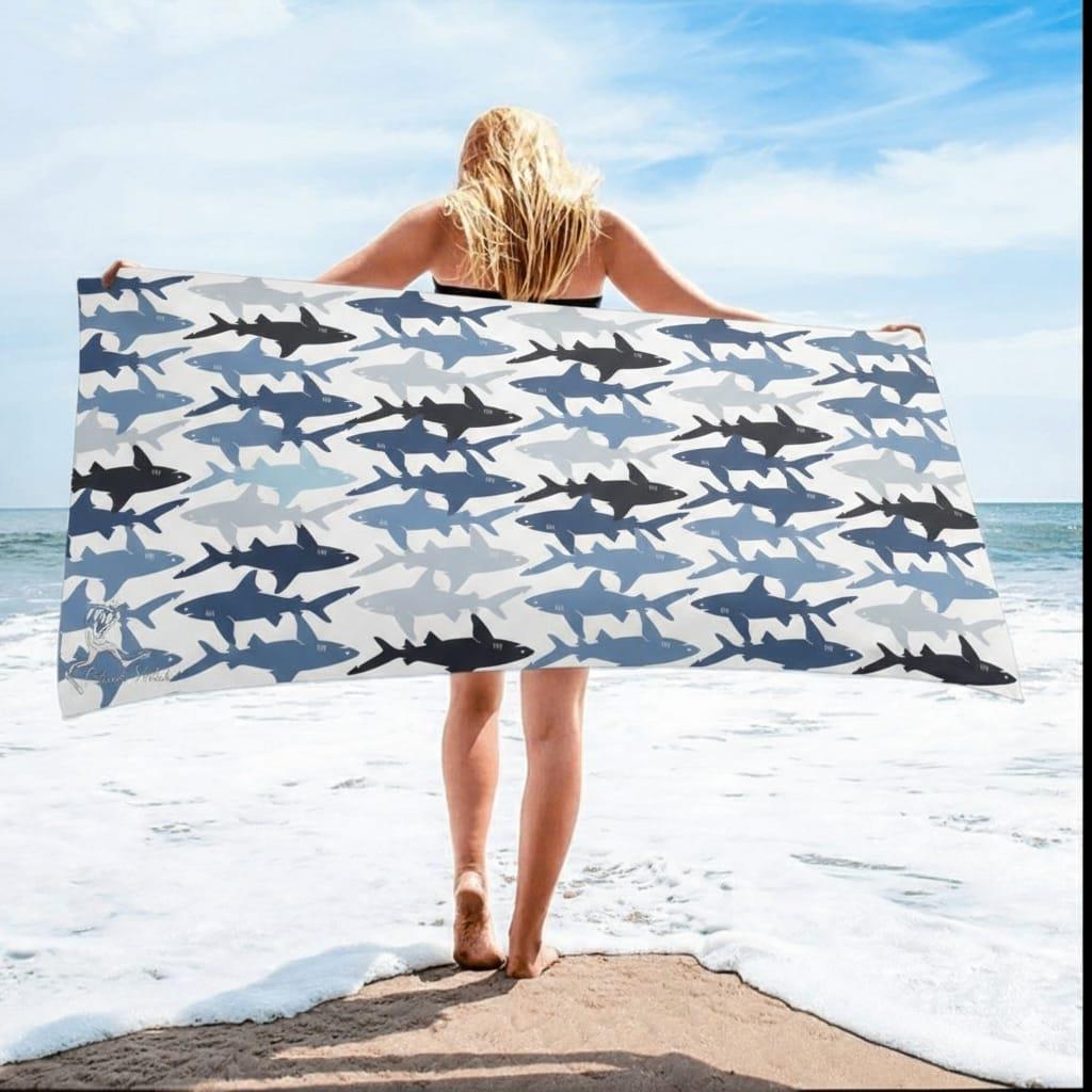 Shark Beyaz Plaj Havlusu