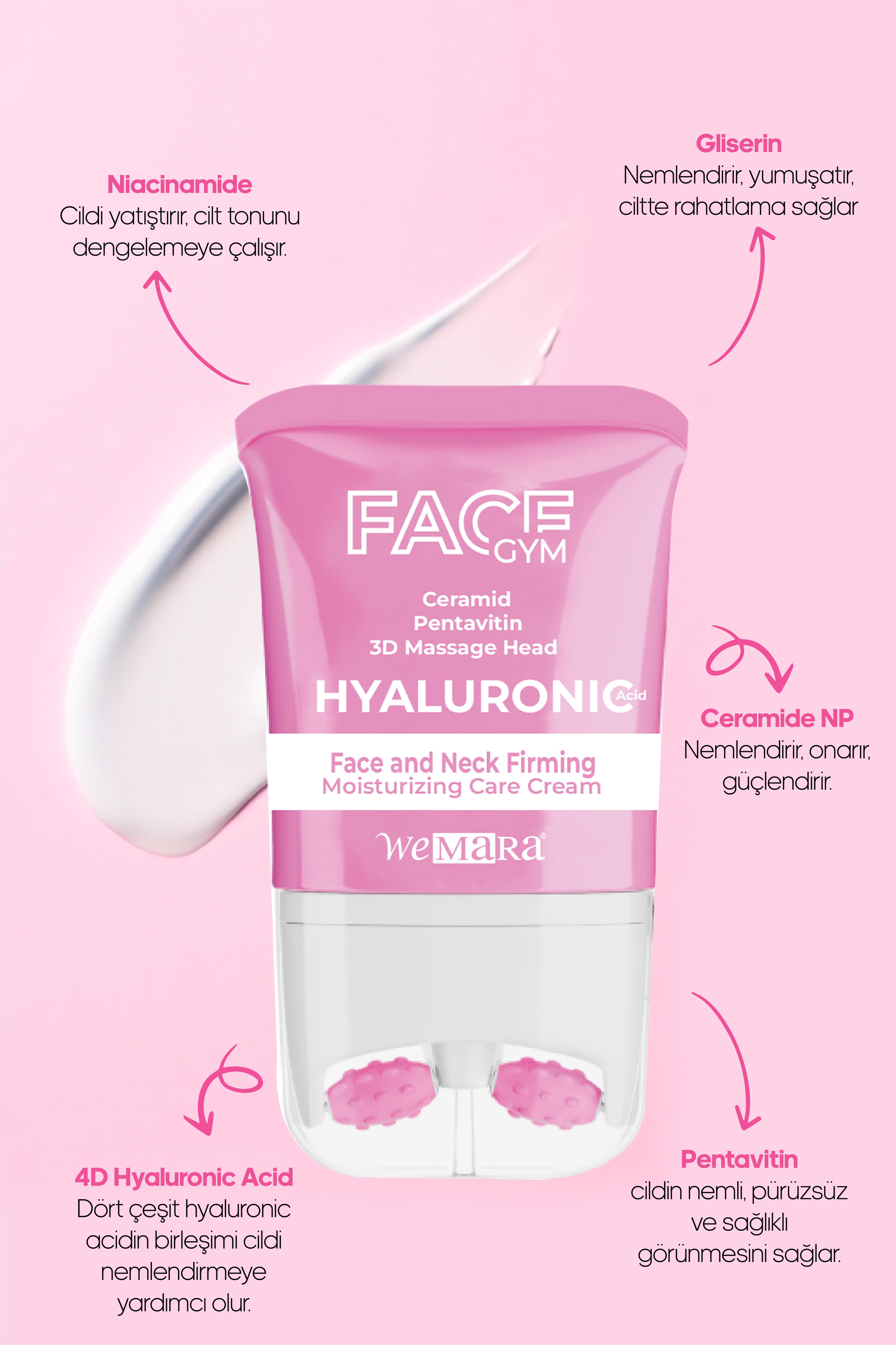 WEMARA HYALURONIC ACID&MOISTURIZING (PEMBE) FACE GYM 80 ML