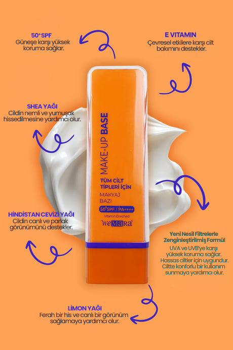 WEMARA MAKYAJ ALTI BAZ  TUM CILT TIPLERI ICIN  50 SPF 50 ML
