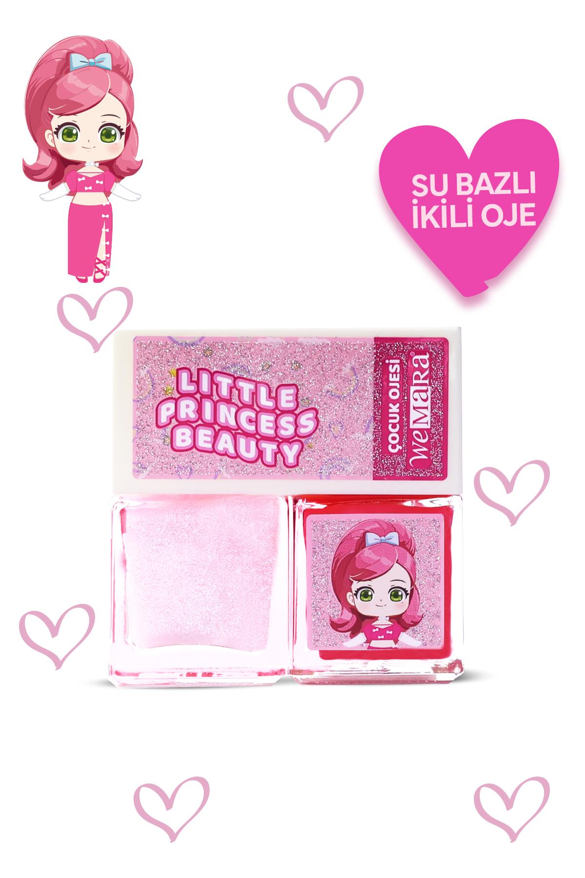 WEMARA LITTLE PRINCESS SU BAZLI PEMBE OJE & GLITTERLI OJE PEMBE SET 2 LI (2*8 ML)