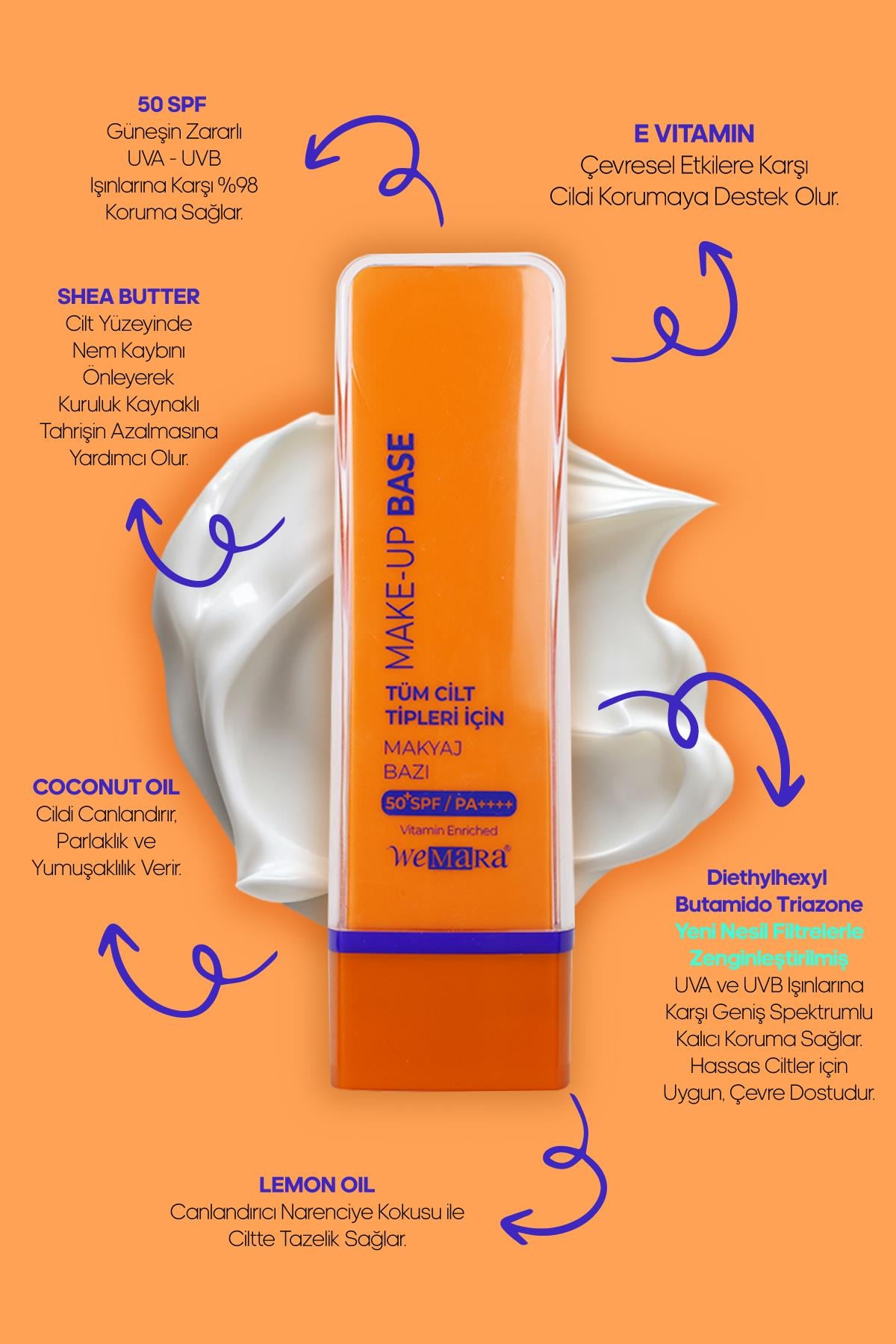 WEMARA MAKYAJ ALTI BAZ  TUM CILT TIPLERI ICIN  50 SPF 50 ML