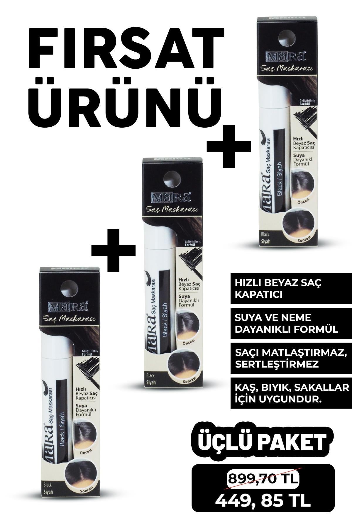 MARA SAÇ MASKARASI SİYAH 3'LÜ SET