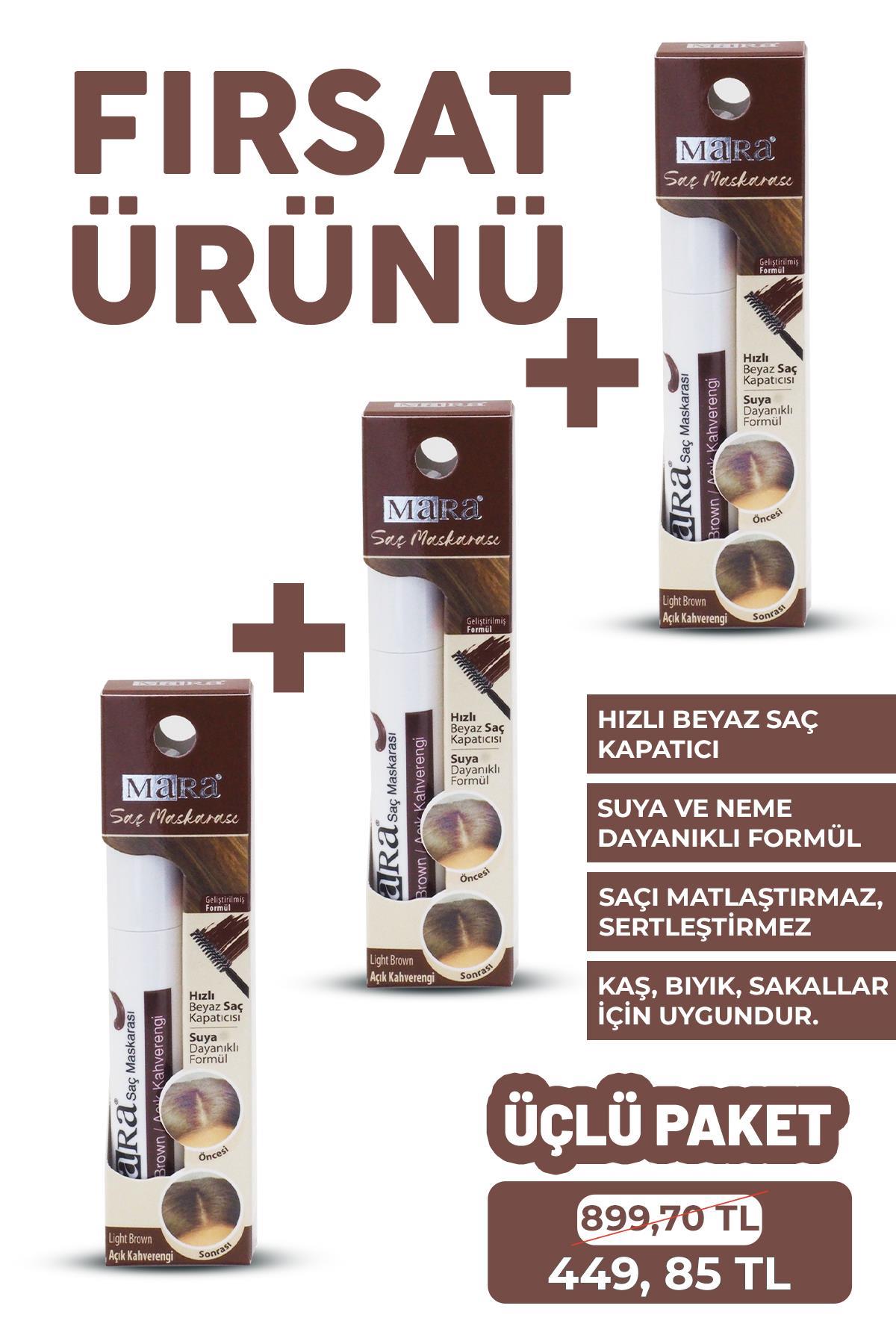 MARA SAÇ MASKARASI AÇIK KAHVE 3'LÜ SET