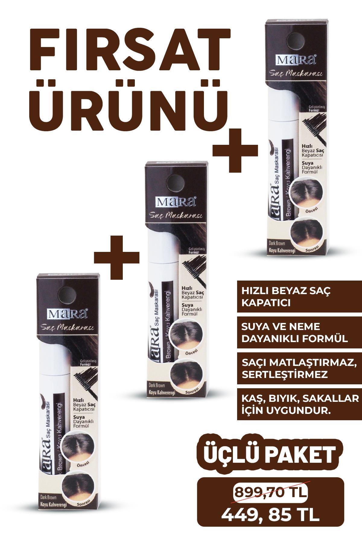 MARA SAÇ MASKARASI KOYU KAHVE 3'LÜ SET