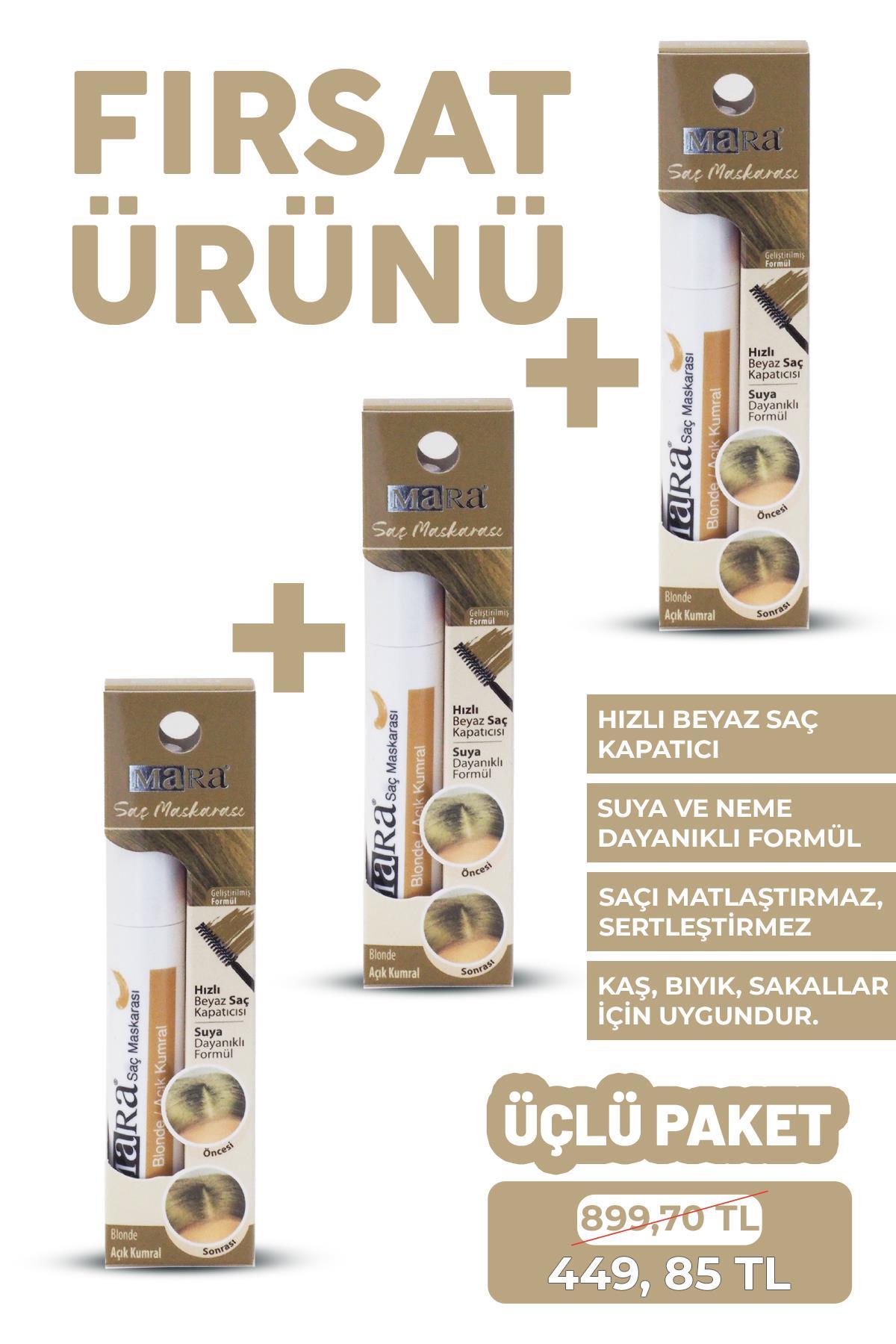 MARA SAÇ MASKARASI AÇIK KUMRAL 3'LÜ SET