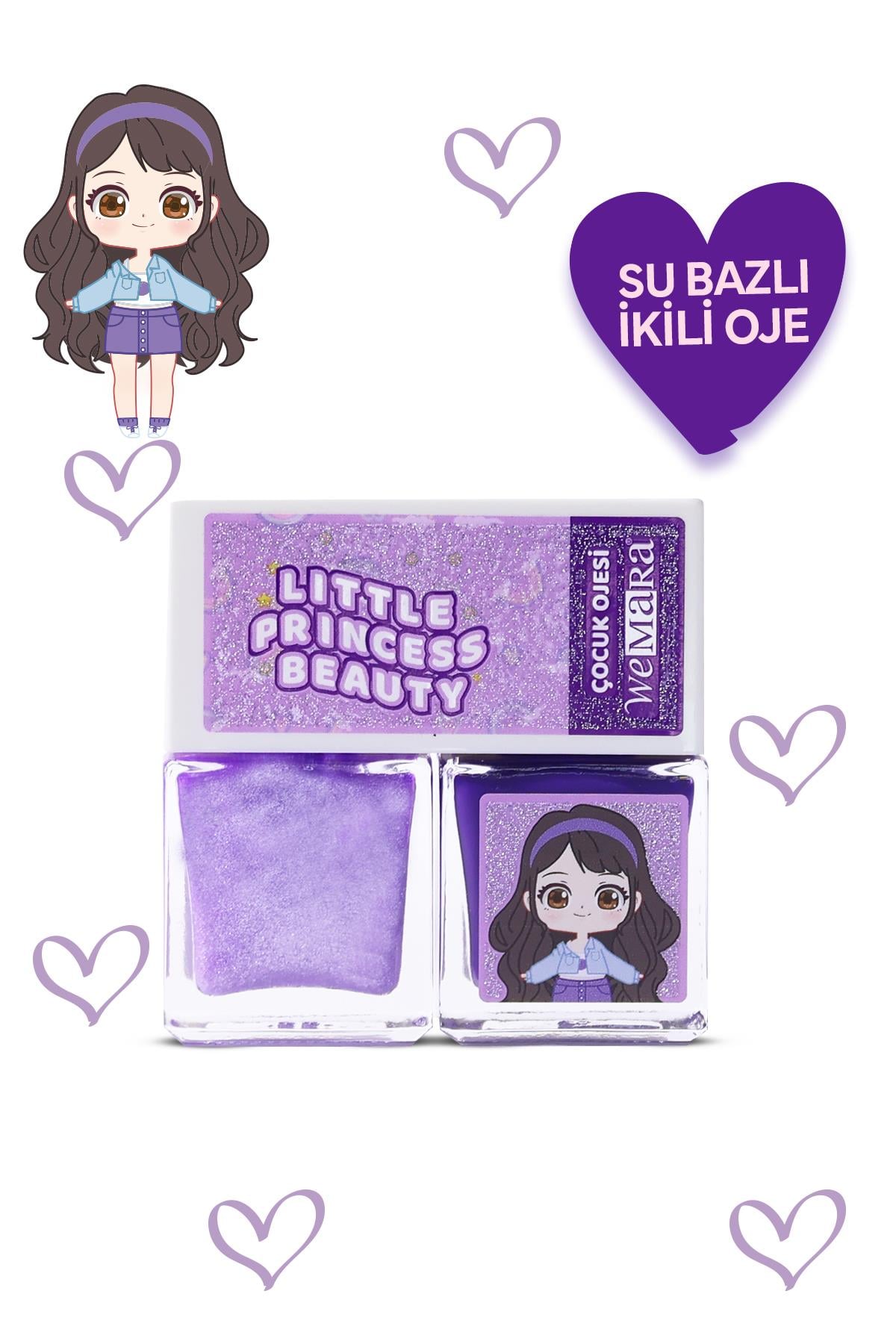 WEMARA LITTLE PRINCESS SU BAZLI MOR OJE & GLITTERLI OJE MOR SET 2 LI (2*8 ML)
