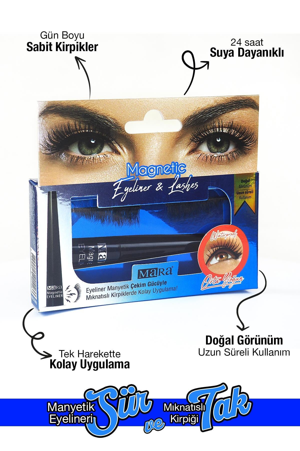 Mara Manyetik Eyeliner'lı Mıknatıslı Takma Kirpik Orta Yoğun