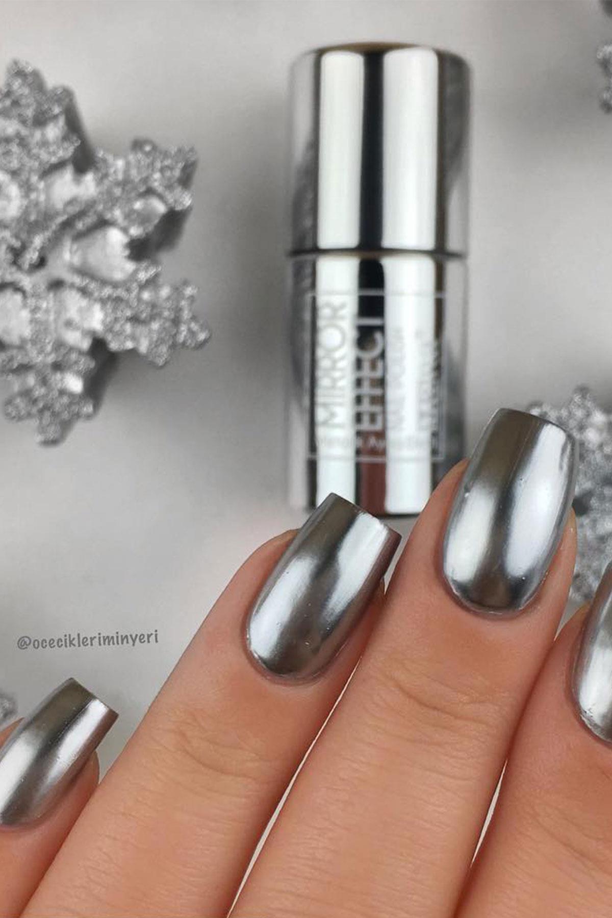 Mara Metalik Ayna Efektli Oje Gümüş