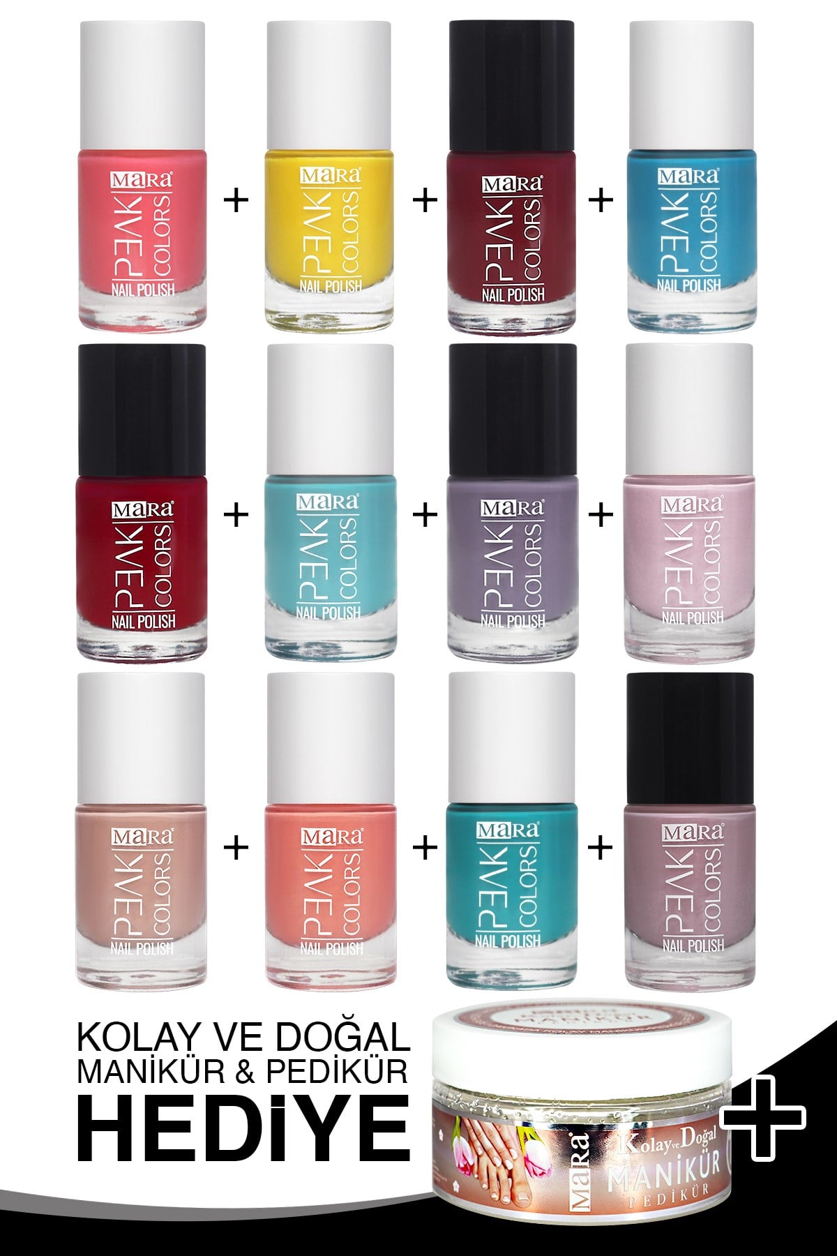 Mara Peak Colors Oje Seti 1 (12 Adet) + Manikür Peeling Hediye