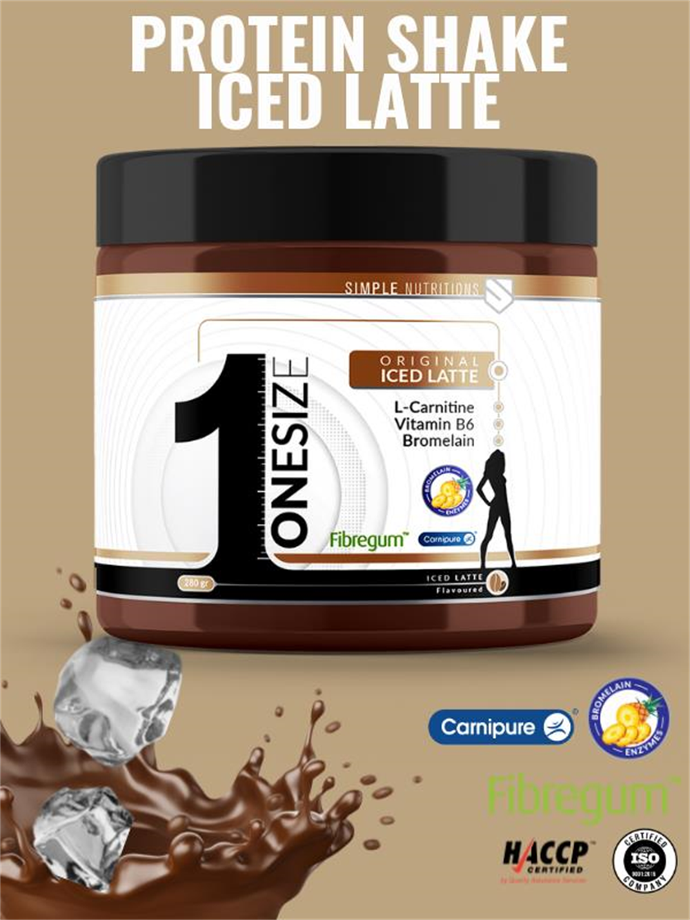 Simple Nutritions OneSize Iced Latte Aromalı Original Kilo Kontrol Ürünü 14 Servis (280 gr)