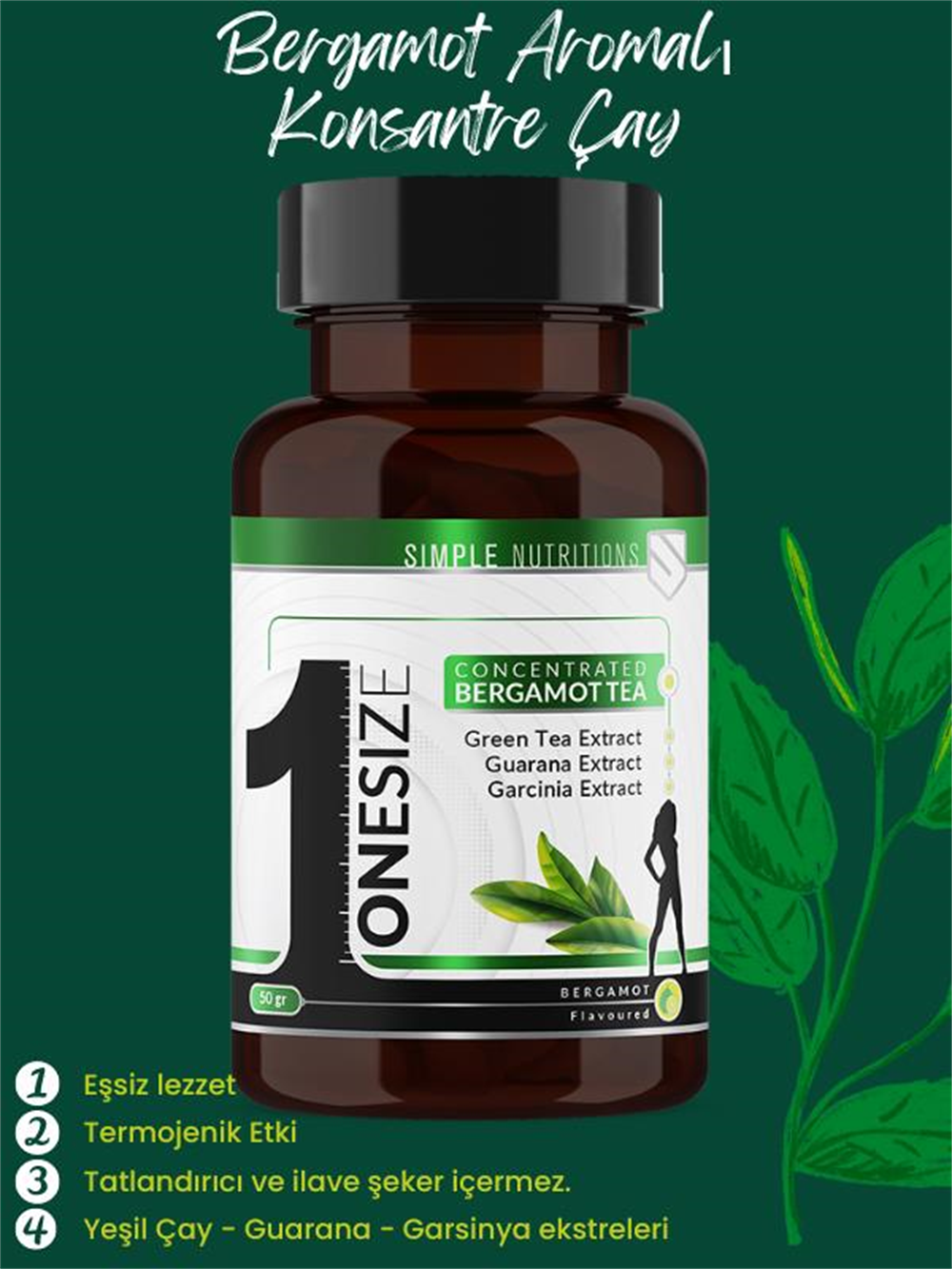 Simple Nutritions Onesize Bergamot Aromalı Bitkisel Konsantre Çay 50 Gr