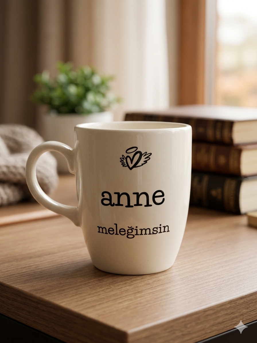 Anne Meleğimsin Krem Oval Kupa - Hediyelik Kupa Fincan Mug