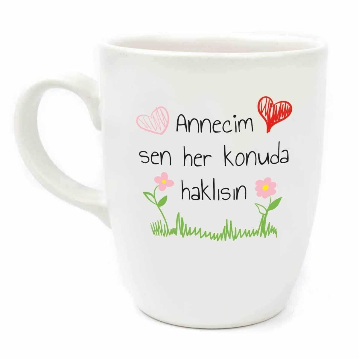 Annecim Sen Her Konuda Haklısın Krem Oval Kupa - Anneler Günü Hediyesi Kupa Fincan