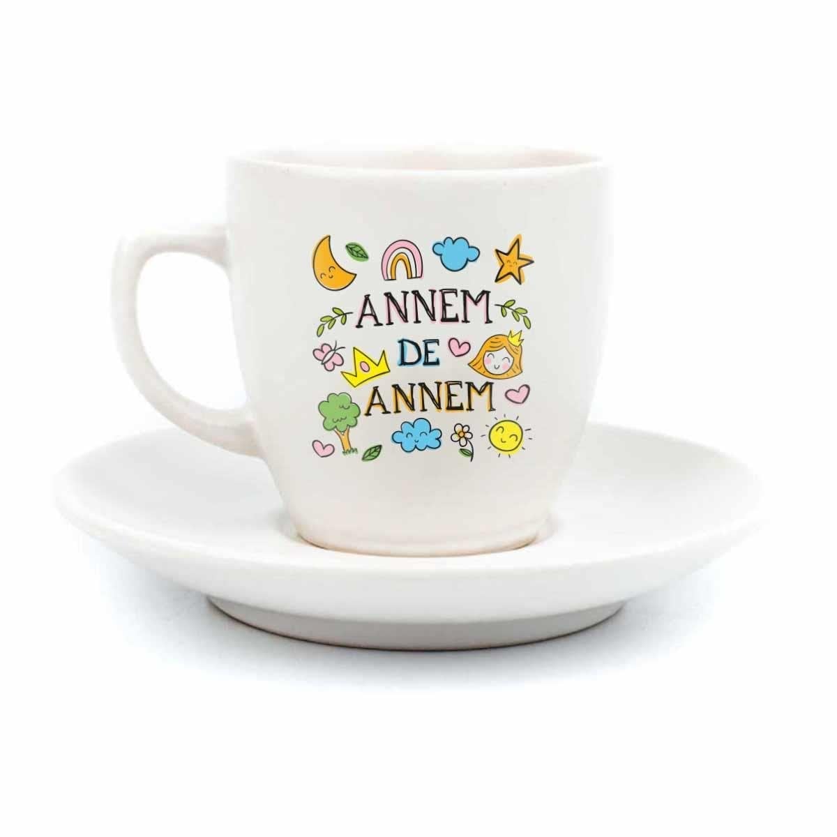 Annem De Annem Krem Türk Kahvesi Fincanı - Anneler Günü Hediyesi Kupa Fincan