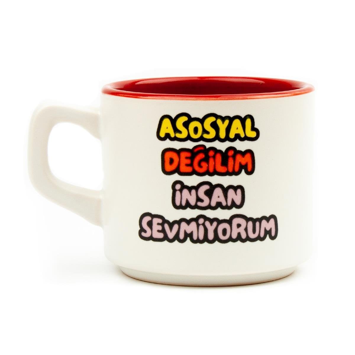 Asosyal Değilim İnsan Sevmiyorum Beyaz Venüs Kupa - Hediye Seramik Kupa