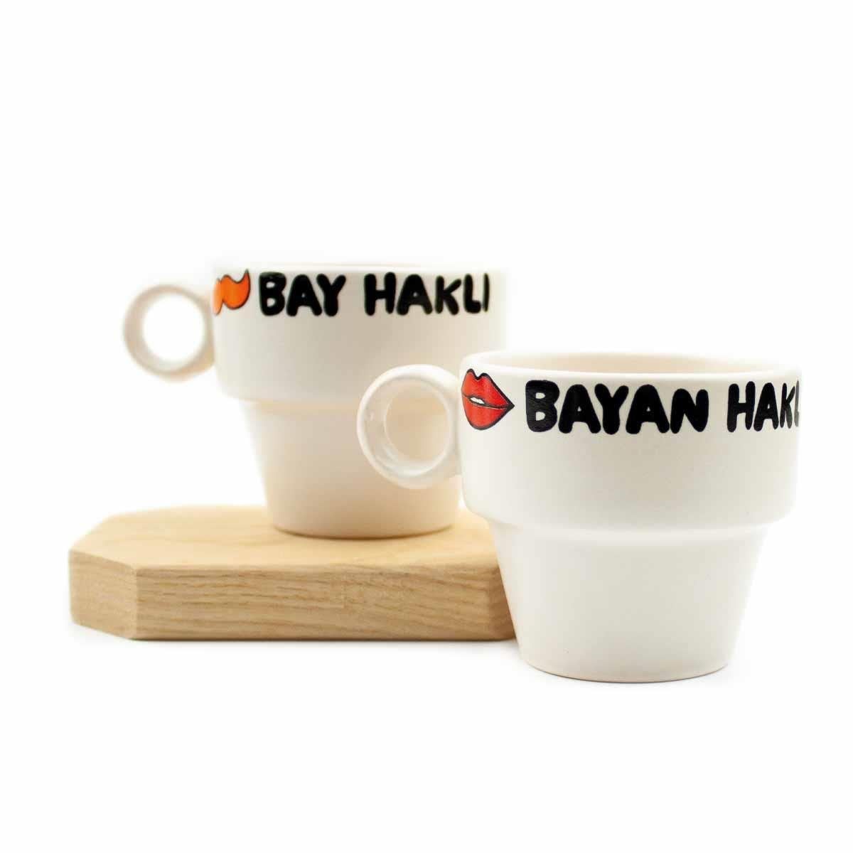 Bay Haklı & Bayan Haklı 2li Espresso Bardak Seti - Hediye Seramik Fincan