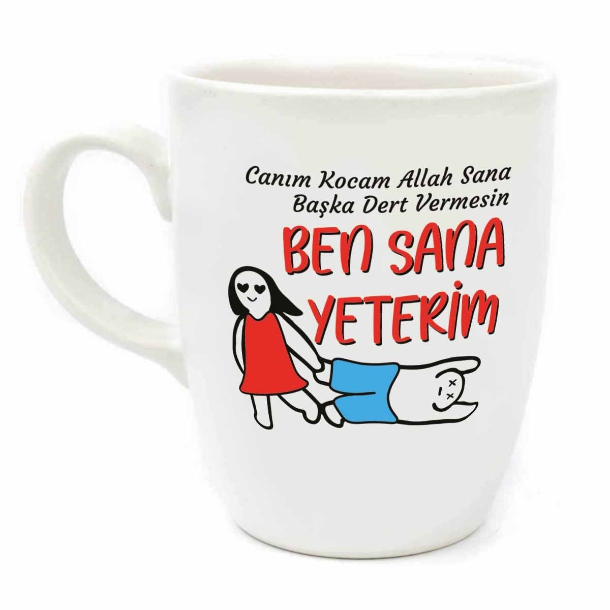 Ben Sana Yeterim Krem Oval Kupa - Hediye Seramik Kupa