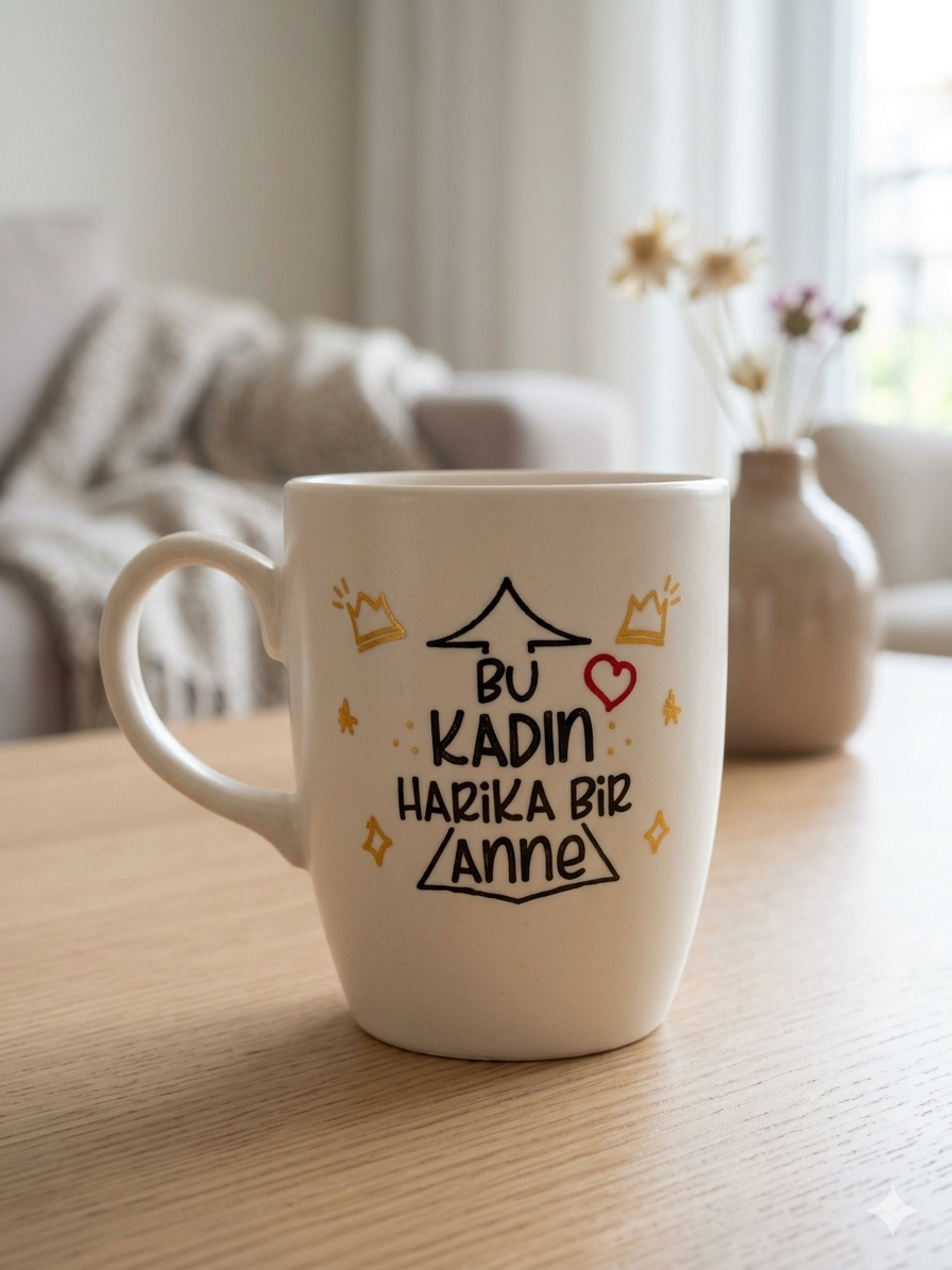 Bu Kadın Harika Bir Anne Krem Oval Kupa - Hediyelik Kupa Fincan Mug