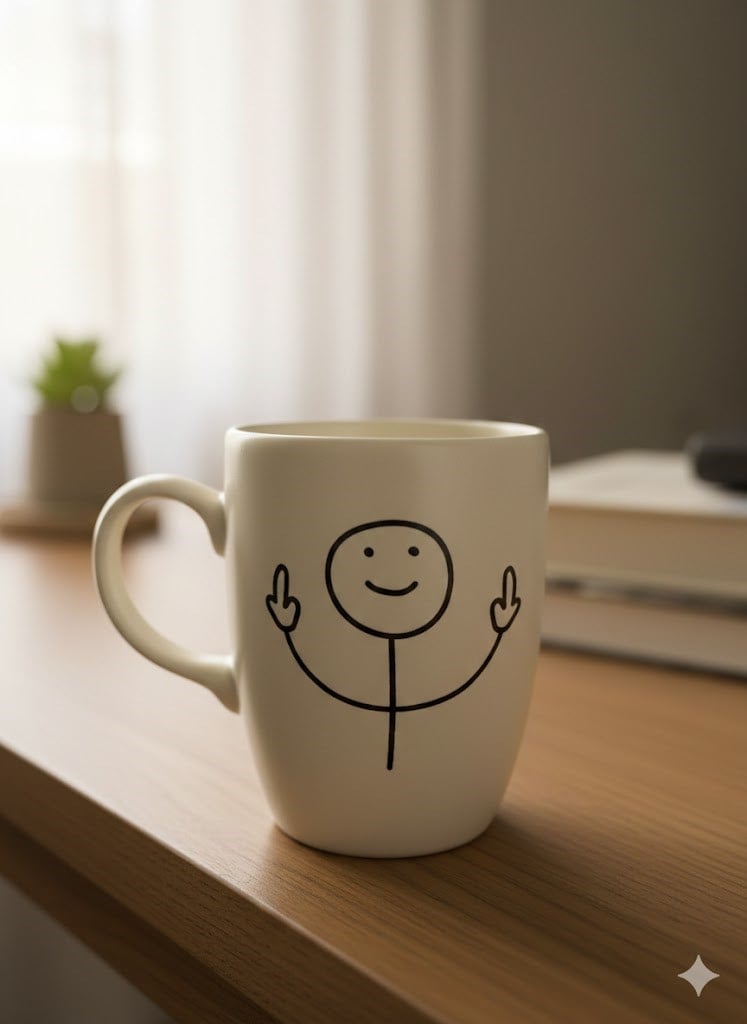 Çöp Adam Krem Oval Kupa - Hediyelik Kupa Fincan Mug