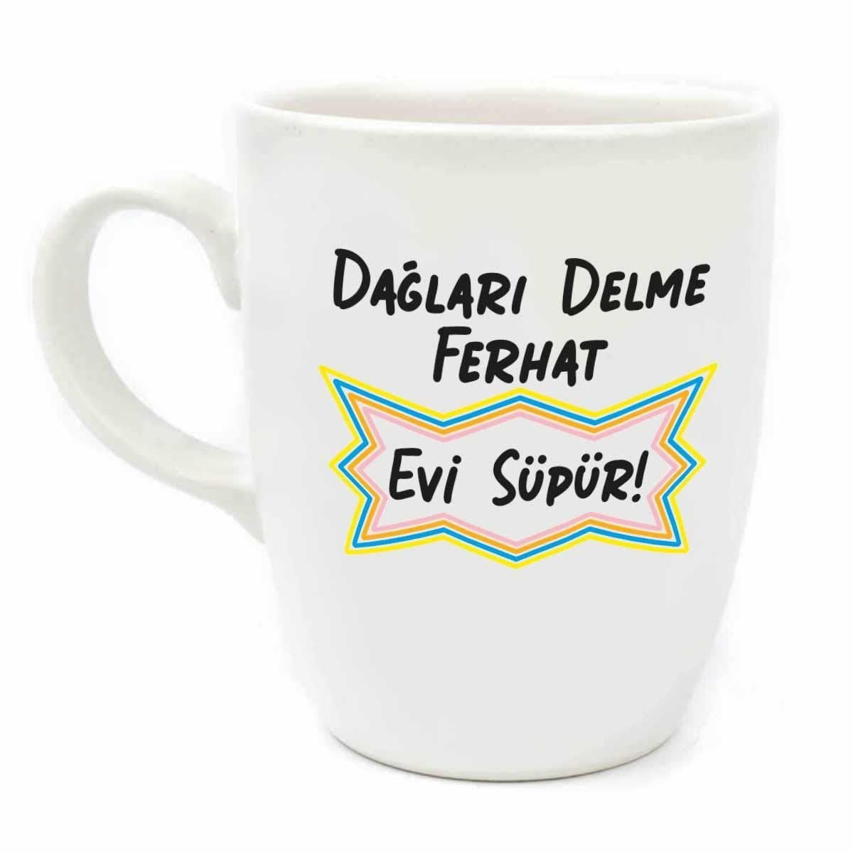 Dağları Delme Ferhat Evi Süpür Krem Oval Kupa - Hediye Seramik Kupa