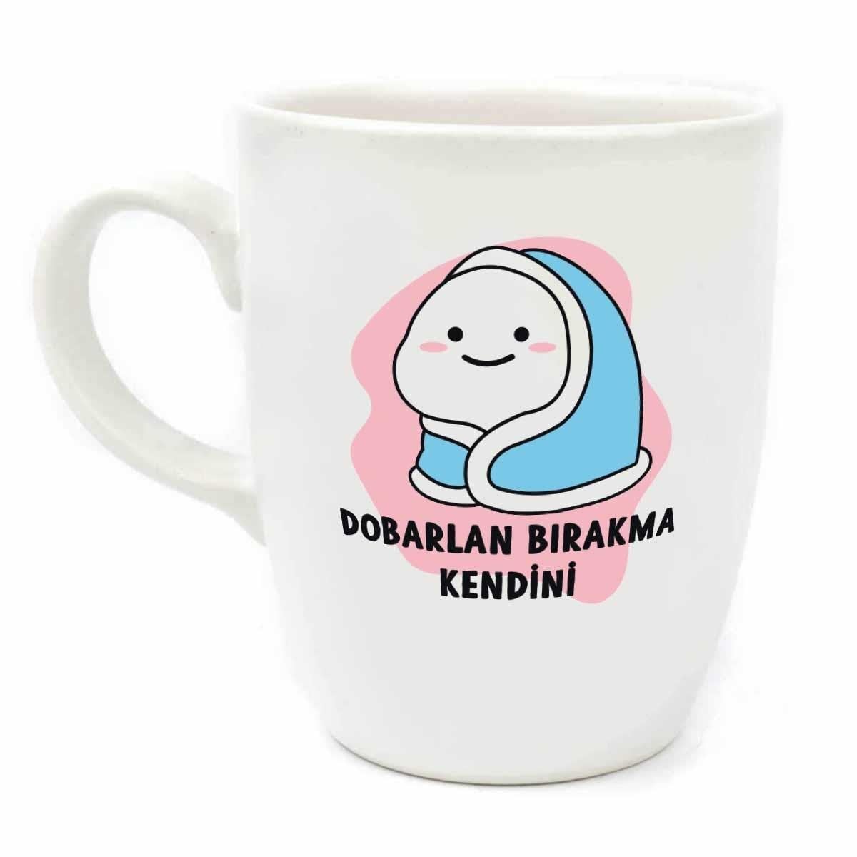 Dobarlan Bırakma Kendini Krem Oval Kupa - Hediye Seramik Kupa