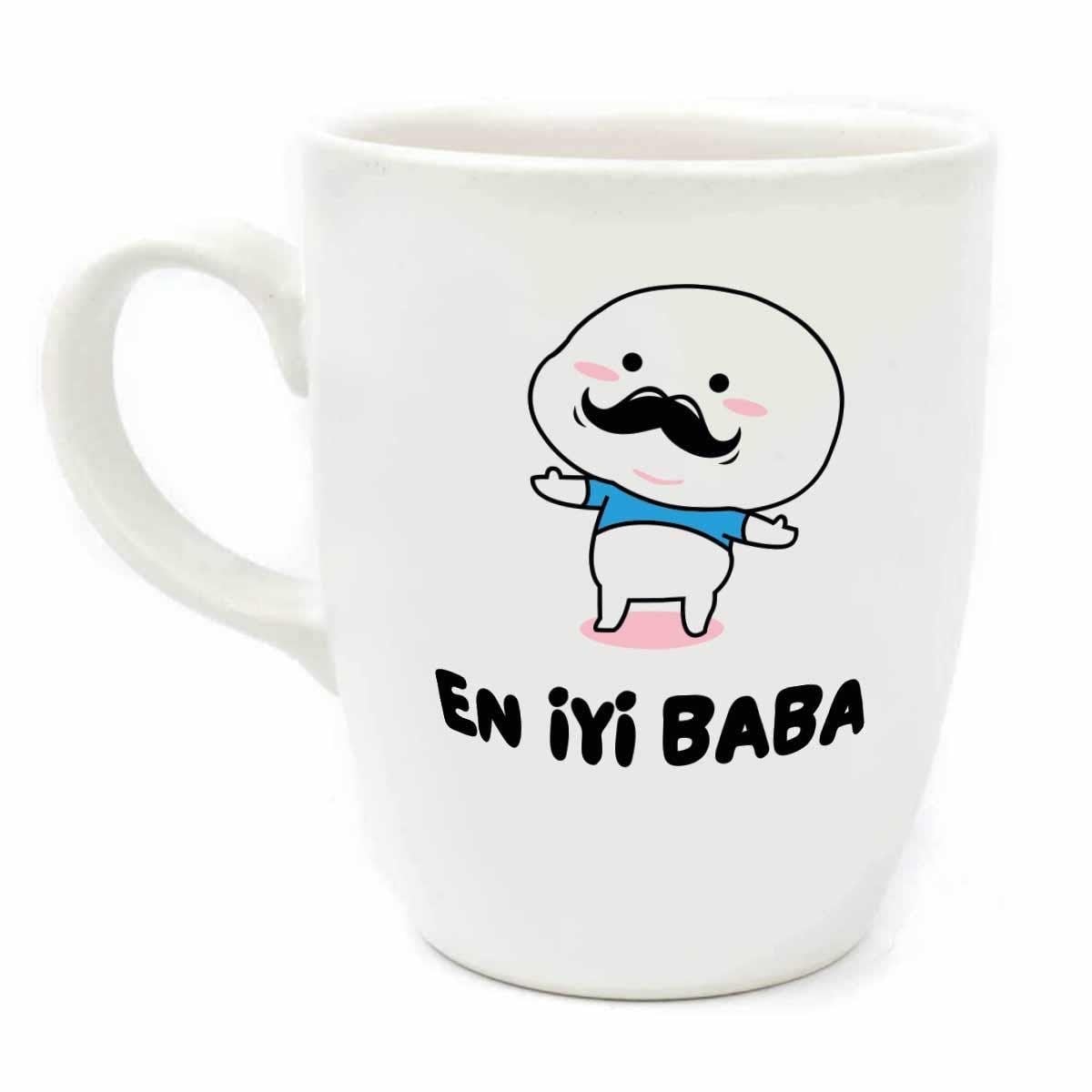 En İyi Baba Krem Oval Kupa - Hediye Seramik Kupa