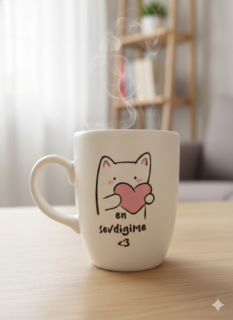 En Sevdiğime Krem Oval Kupa - Hediyelik Kupa Fincan Mug