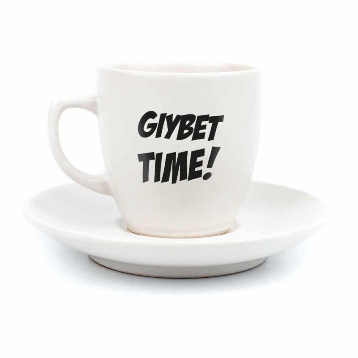 Gıybet Time! Krem Türk Kahvesi Fincanı - Hediye Seramik Türk Kahvesi Fincanı