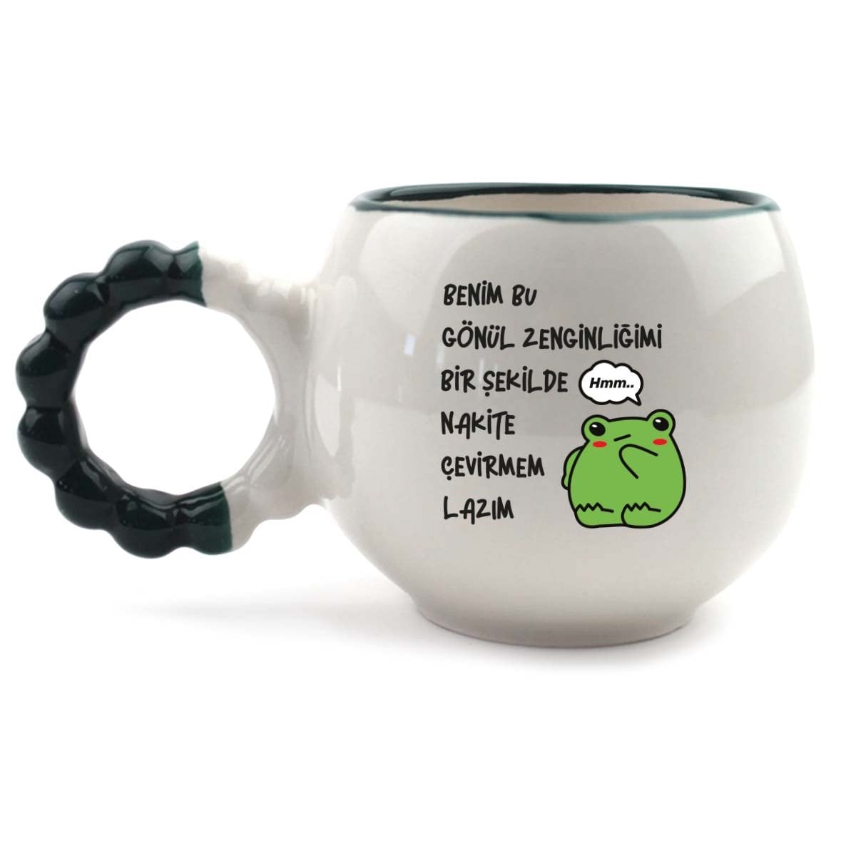 Gönül Zenginliğimi Nakite Çevirmem Lazım El Yapımı Krem Parlak Puf Kupa - El İşçiliği Hediyelik Kupa Bardak Mug