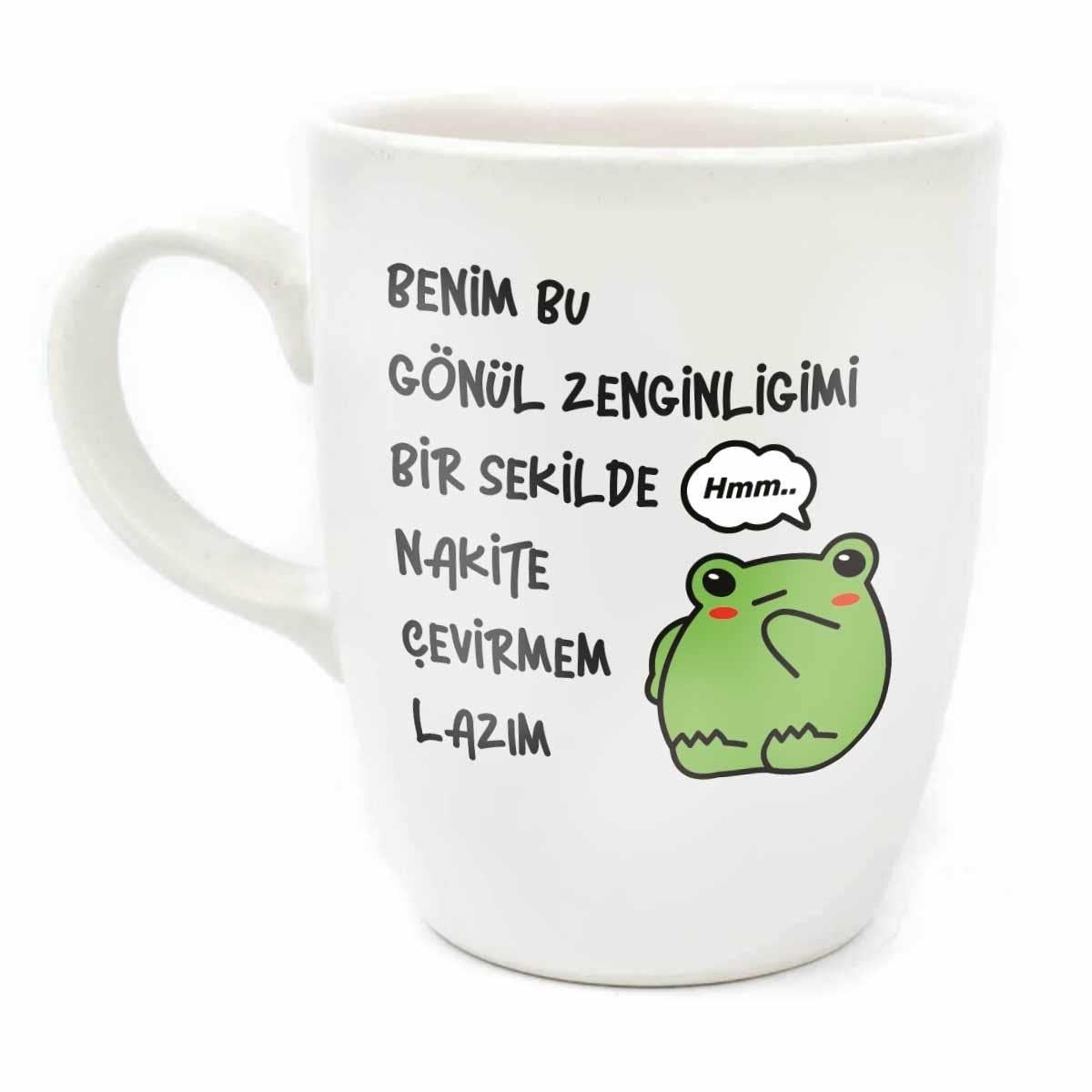 Gönül Zenginliğimi Nakite Çevirmem Lazım Krem Oval Kupa - Hediye Seramik Kupa