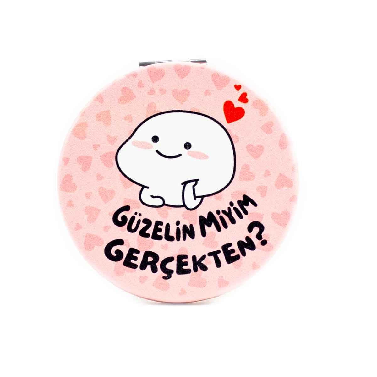 Güzelin Miyim Gerçekten? Cep Çanta Makyaj Aynası - Kompakt Cep Aynası