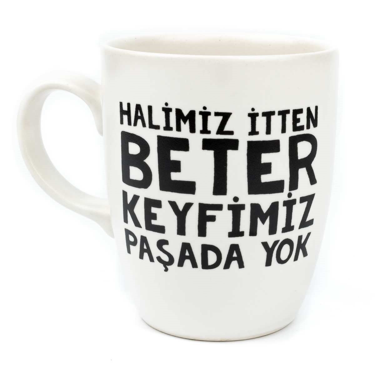 Halimiz İtten Beter Keyfimiz Paşada Yok Krem Oval Kupa - Hediye Seramik Kupa