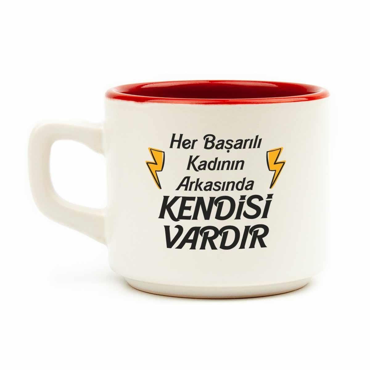 Her Başarılı Kadının Arkasında Kendisi Vardır Beyaz Venüs Kupa - Hediye Seramik Kupa
